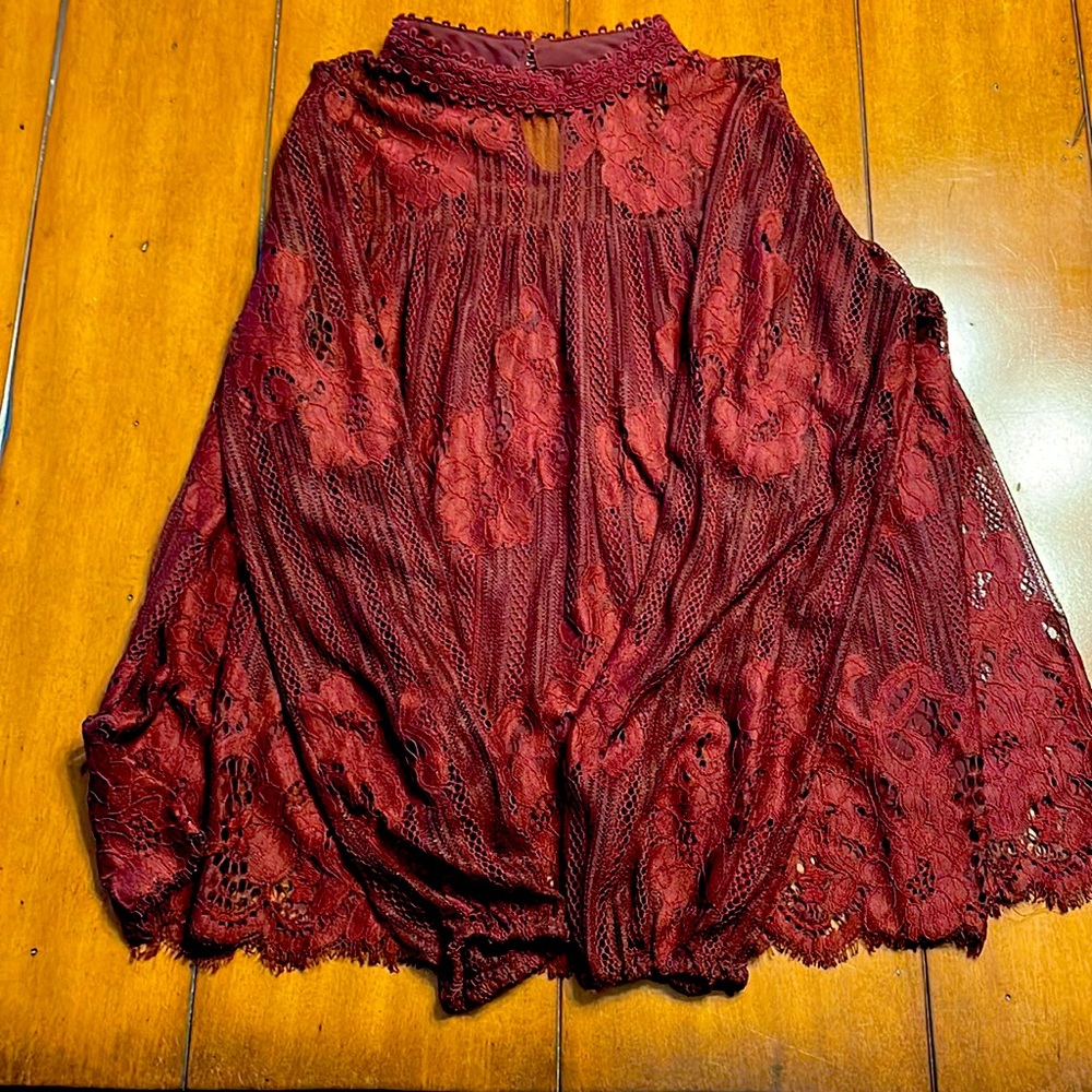 Burgundy Lace Top